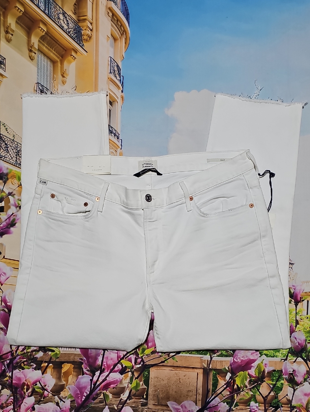 Citizens of Humanity Premium Vintage Ella Raw Hem White Jeans Size 32 New